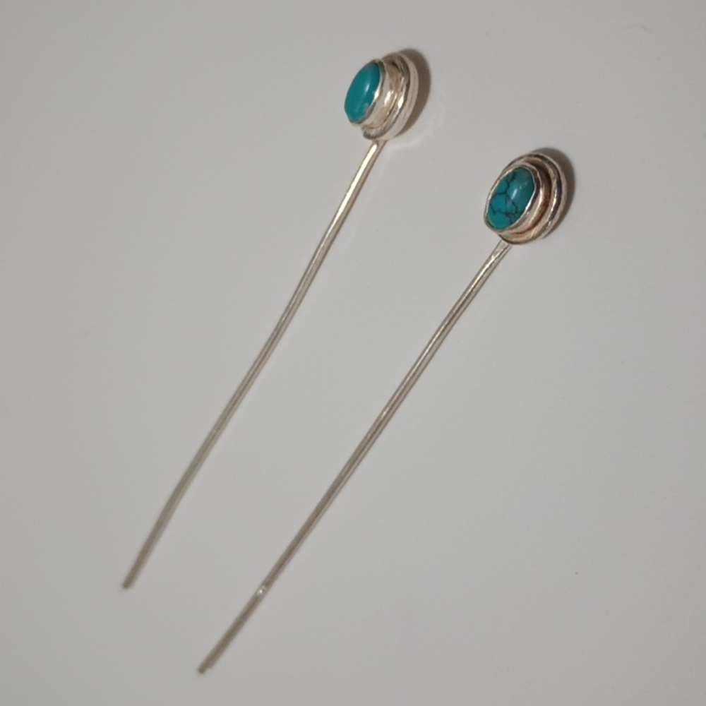 2/$20 Sterling Silver Headpin with 5x3mm Oval Turquoise (Natural) Cabochon 2pc